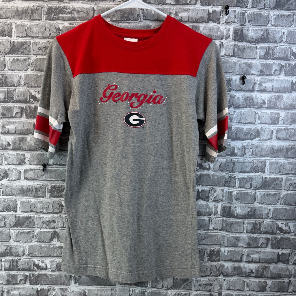 Georgia Bulldogs Grey & Red Football Tee